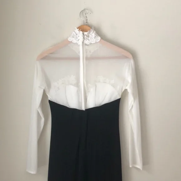 Tadashi B&W Lace Side Slit Gown - Picture 4 of 7